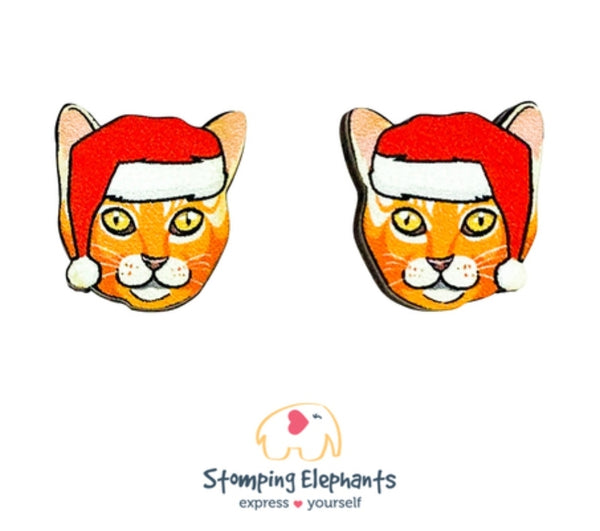 Cat (Ginger) Christmas Head Studs