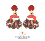 Dachshund (Brown  Dapple) Head Christmas Dangles