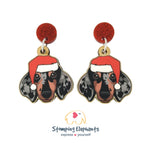 Dachshund (Silver Dapple) Head Christmas Dangles