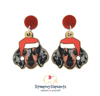 Dachshund (Silver Dapple) Head Christmas Dangles