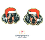 Dachshund (Silver Dapple) Head Christmas Studs