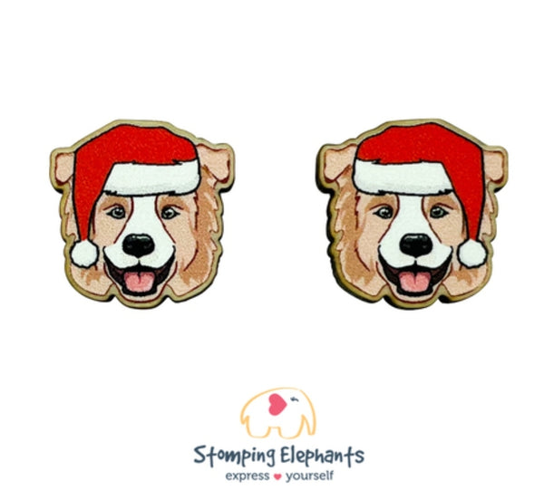 Border Collie (Blonde) Christmas Head Studs