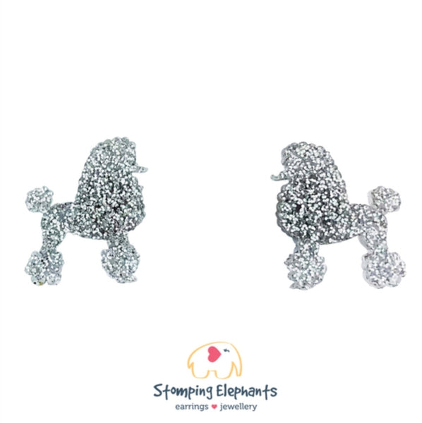 Poodle Body (Silver) Studs