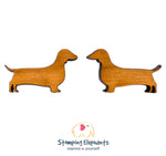 Dachshund Silhouette (Wood) Studs
