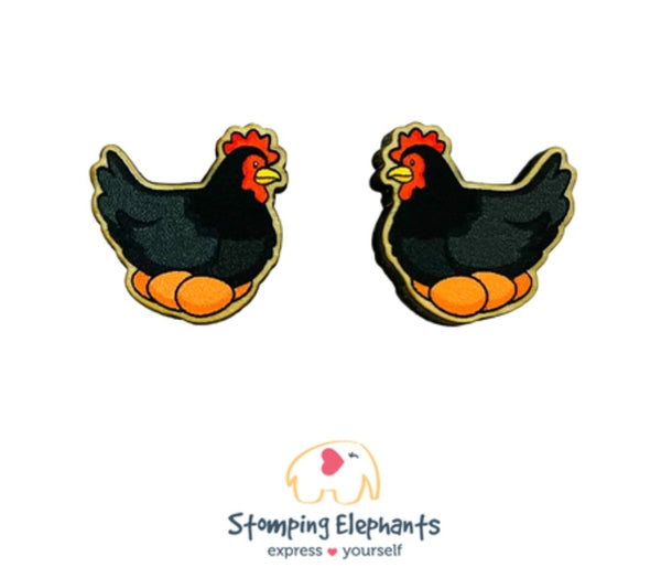 Hen with Eggs (Black) Studs