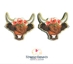 Highland Cow (Floral) Studs