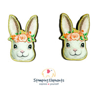 Rabbit Floral (White) Head Studs