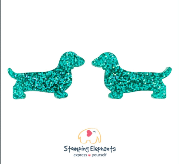 Dachshund Silhouette (Turquoise) Studs